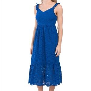Sincerely Jules Blue Eyelet Midi Dress 100% Cotton